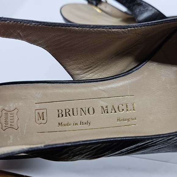Bruno Magli vintage black leather slingback kitten heels with bow detail 7.5B - Picture 12 of 12